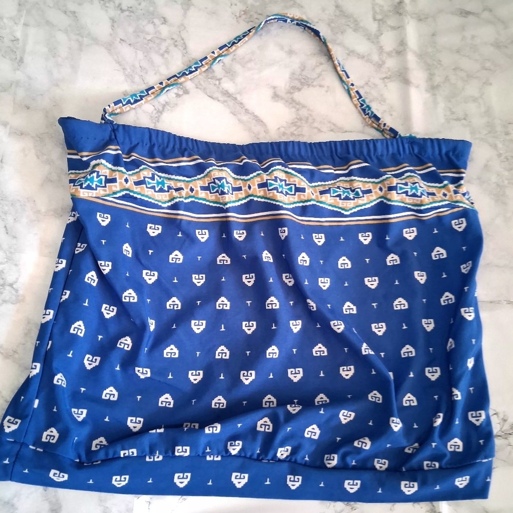 🩱SIRENA Tankini Blue Patterned Top Size 14